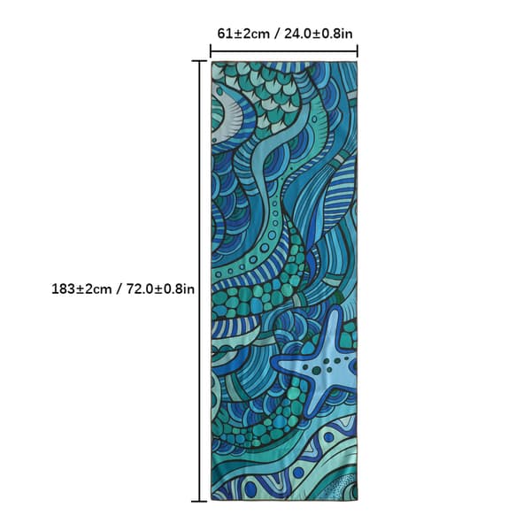 Halkfri tryckt yogamatta, vikbar, snabbtorkande, bärbar, polyester nylon, 183x61cm