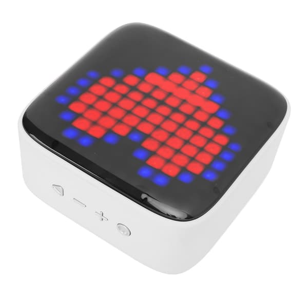 Bærbar Mini Retro Bluetooth-højttaler med farverige LED-lys, Pixel-stil, IPX6, Grå