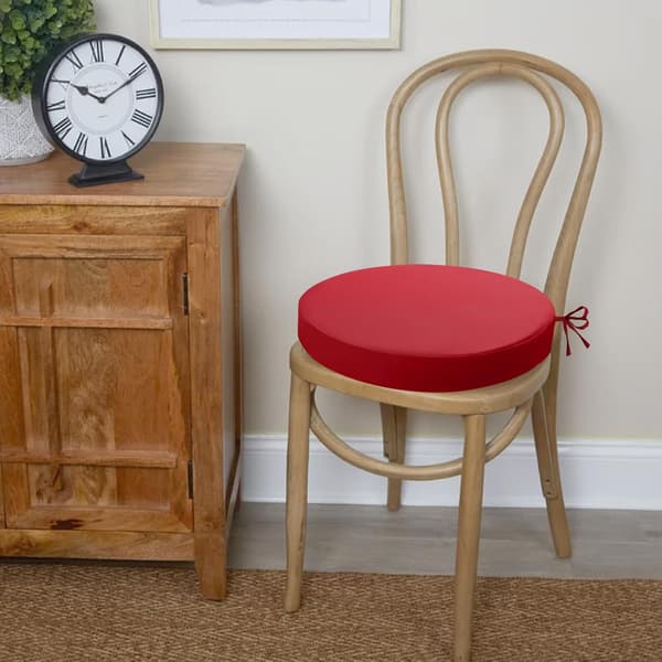 2 runde utendørs stolputer, 7 cm tykke seteputer, 38 x 38 cm, stolputer for terrasse og bistro, rød