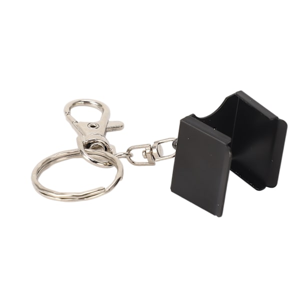 Billardkridtholder med nøglering, rustfrit stål, smudsafvisende, sort klips