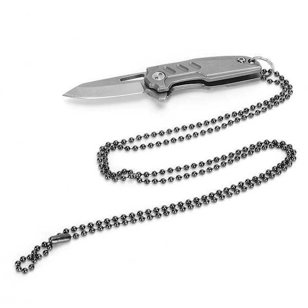 Mini D2 Blade Mappe Kniv med Titaniumlegeringshåndtag og Grå Kæde