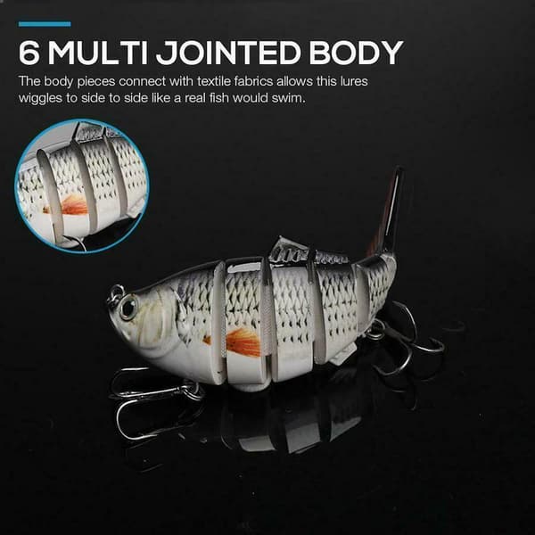 5 st 3D Segmenterat Simmande Konstgjort Fiskedrag med 6 Segment 100mm för Söt- och Saltvatten