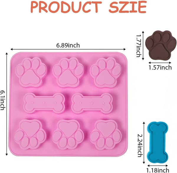 2-delt sæt med hunde pote- og hundebensforme, non-stick silikoneforme til chokolade, isterninger, slik, gelé, godbidder