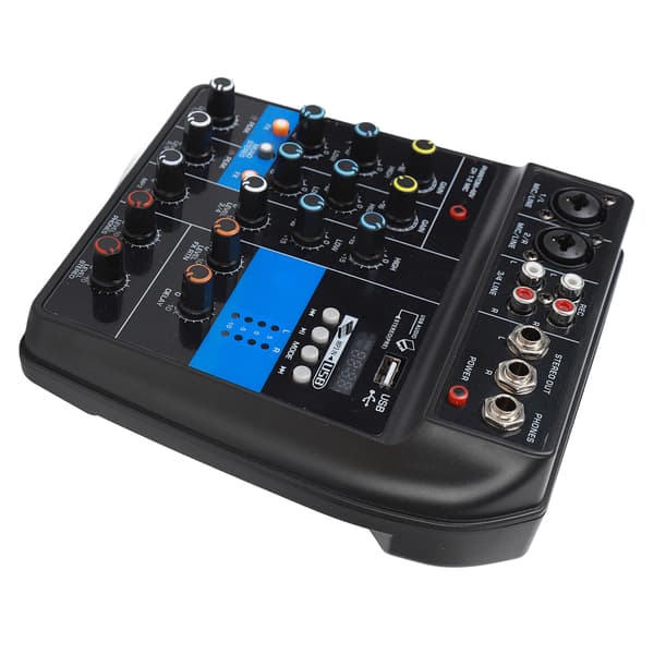 Professionel 4-kanals stereo USB-lydmixer til sceneudstyr, 100-240V, USB-stik