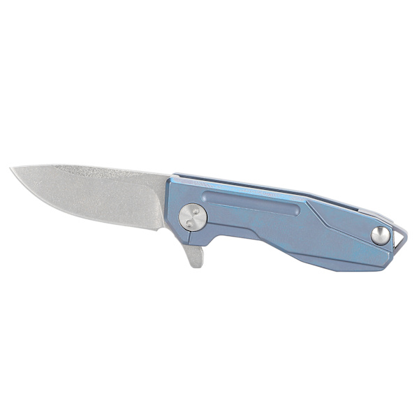 Mini Titanium Foldekniv med D2-klinge, Nøglering og Blå Kæde
