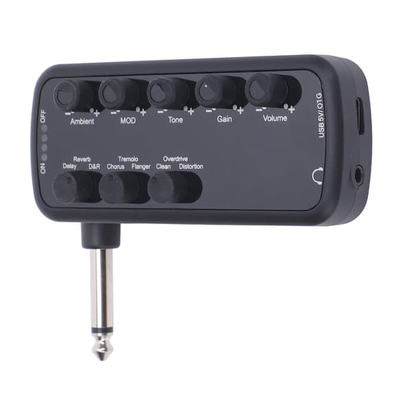 Hörlursförstärkare för elgitarr med Overdrive, Distortion, Delay och Reverb-effekter, USB-uppladdningsbar