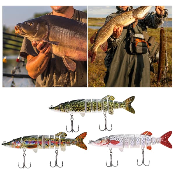 Mustad 9-segment fiskedrag, 12,5 cm, 20 g, verklighetstroget swimbait crankbait med trekrokar