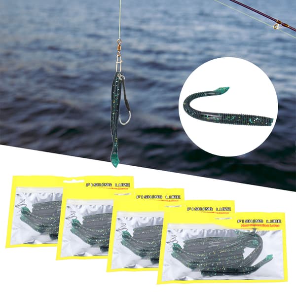 4 sett med myke ormeformede fiskesluker i silikon #3