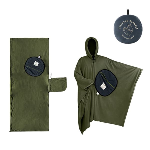 Bærbar Fleecesoovepose, Multifunktionel, til Camping, Vandring, Rejser, Vinter, Grøn/Kaffe