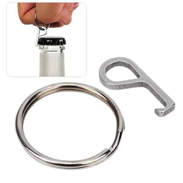 4-delad multifunktionell EDC Mini Flasköppnare Nyckelring Set i Rostfritt Stål
