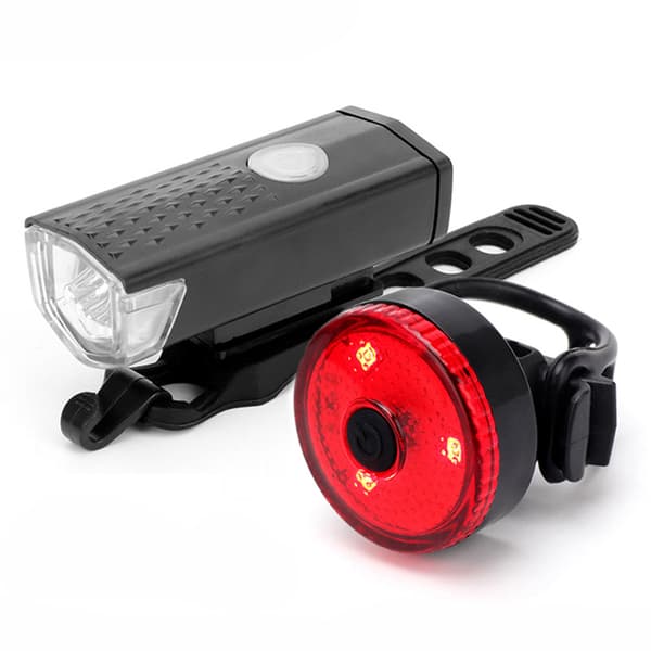 Oppladbart USB LED Sykkellyssett, Foran og Baklys, IPX4 Vanntett, 300LM