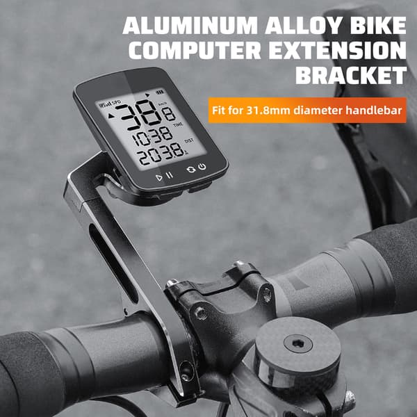 Forlængerbeslag til cykelstyr til computer, lygte, kamera og kilometertæller - aluminiumslegering