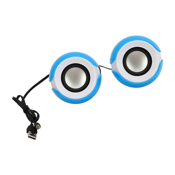 Mini USB stereohøjttaler til PC, 5V 1A, plastik, hvid og blå, bærbar
