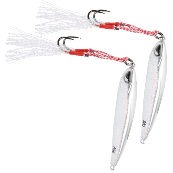 2 st fiskedrag med 3D-ögon, dubbla krokar för basgädda wobbler, silver
