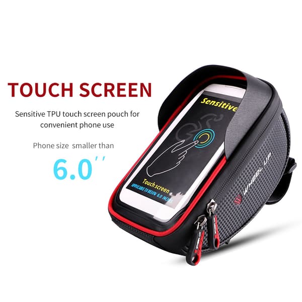Frontal Cykeltaske med Mobilholder, 6\" Touchscreen, Vandafvisende og Rummelig