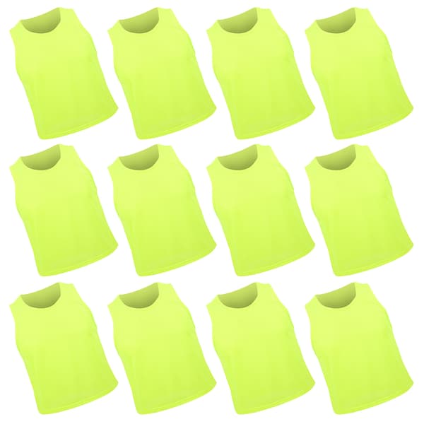 12 STK Børnefodboldtræningsvest Fluorescerende Grøn Åndbar Mesh One Size