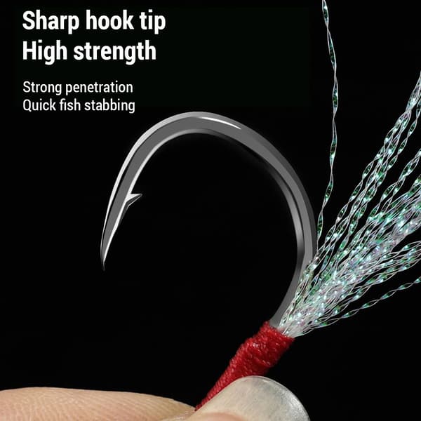 Fiskekrokar Slow Jigging Assist Hook med fjäder UV Högkolstål 10st