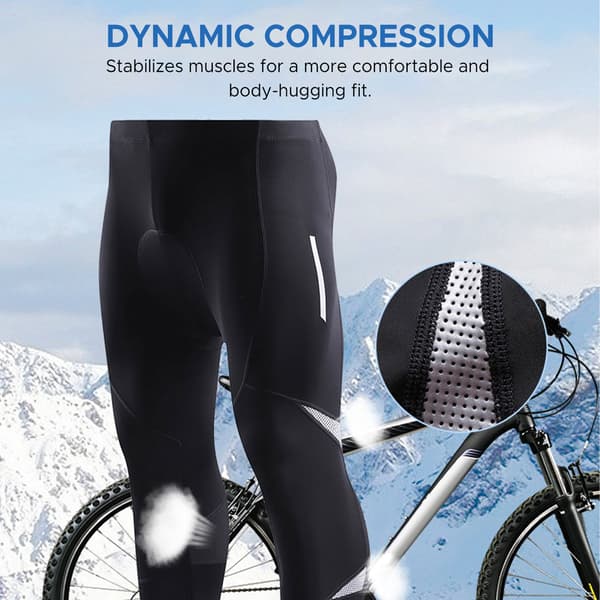 Cykelshorts til mænd med plys-isolering, 3D-polstring, absorberende og åndbare, til vinter-mountainbiking.