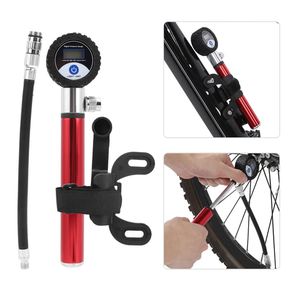 Bärbar 120PSI cykelluftpump med digital LCD-display och trycklägen