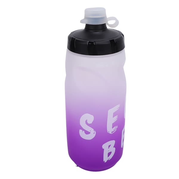 Cykelvattenflaska 650ml PP5 Läcksäker Klämflaska med Dammtät Silikonkork, Gradient Vit/Lila