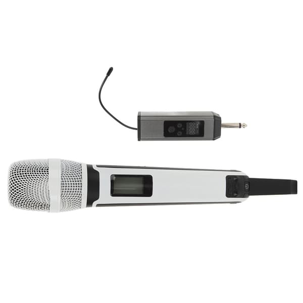 UHF trådløs mikrofon, metal, dynamisk kardioid støjreduktion, til karaoke, stabil transmission, hvid