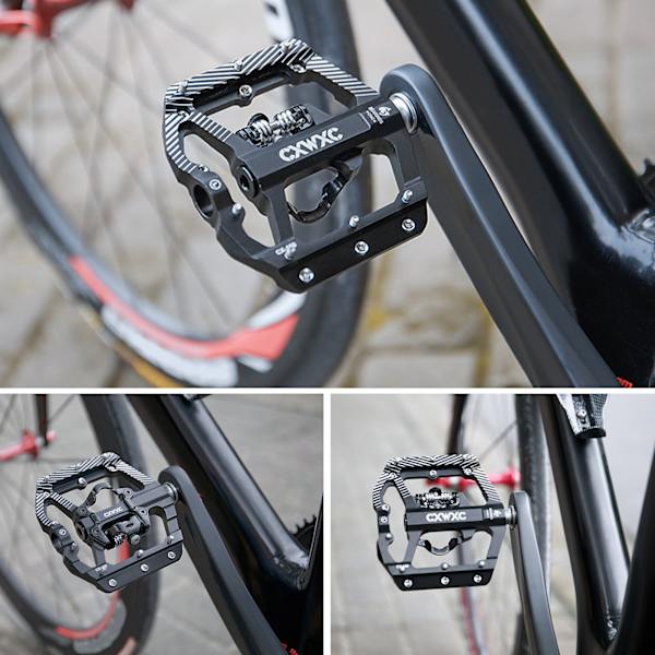 MTB-pedal med dobbelt platform og klamper til SPD-systemer, erstatning til mountainbikes