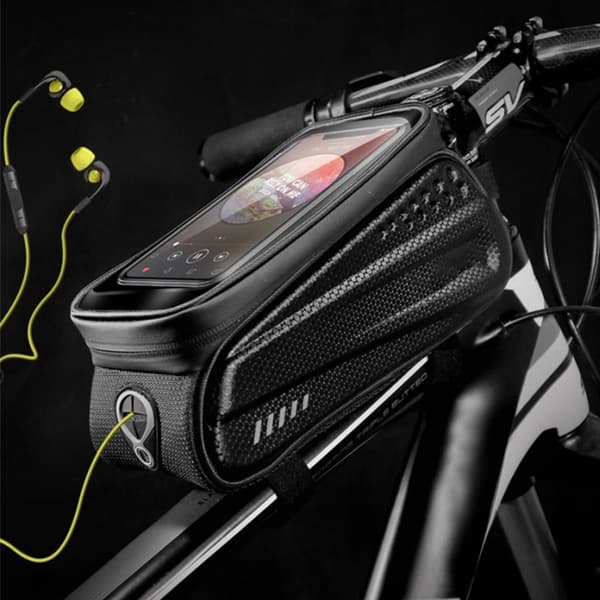 Vandtæt cykeltelefonpose med touchskærm og robust montering til MTB og landevejscykler