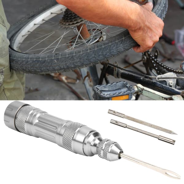 Bærbart dækreparationsværktøj i aluminiumslegering til mountainbikes med tape og bor