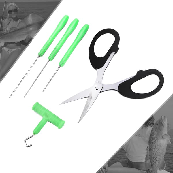 Fiskegrejssæt med nål, knudeløsner og saks