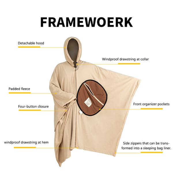 Bærbar fleece sovepose, multifunksjonell, for camping, fotturer, reise, vinter, grønn/kaffe