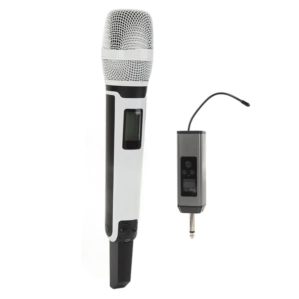 UHF trådlös mikrofon, metall, dynamisk kardioid brusreducering, för karaoke, stabil överföring, vit