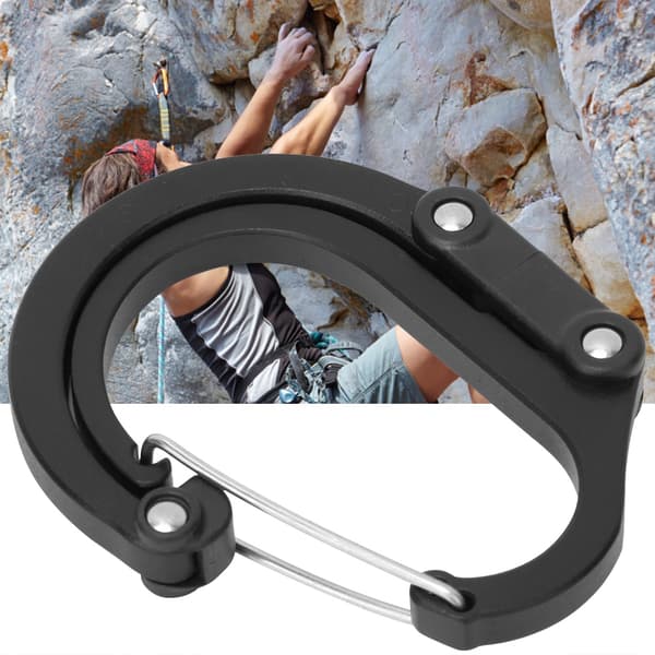 Aluminium D-ring karbinhake för camping, klättring, säkerhet, utomhusutrustning, snabbkoppling, svart