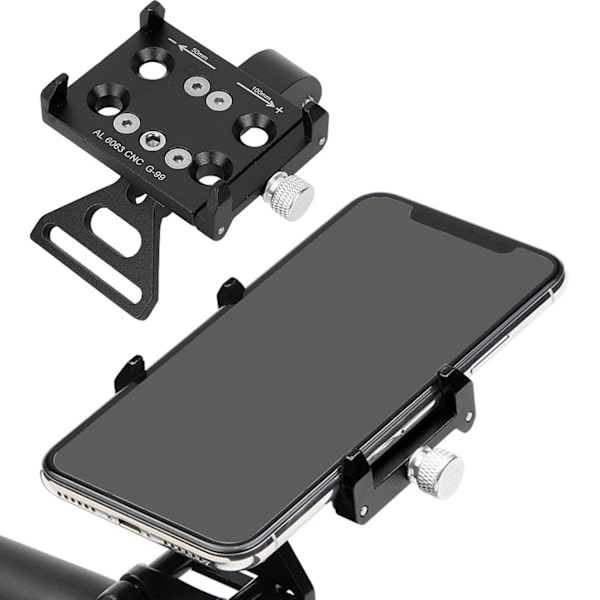 Justerbar Cykeltelefonholder i Aluminiumslegering med Kameramontering - Sort