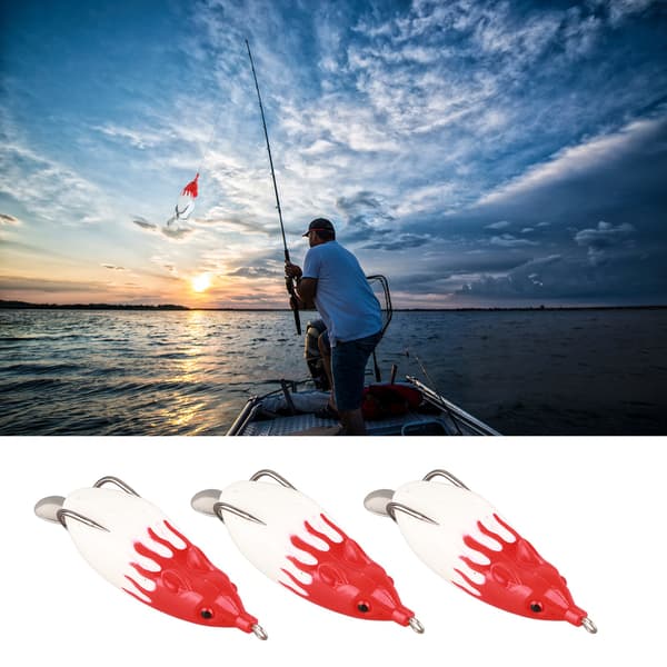 3 stk. myk kunstig agn, simulert slangehode med sluk for fiskeutstyr 2#