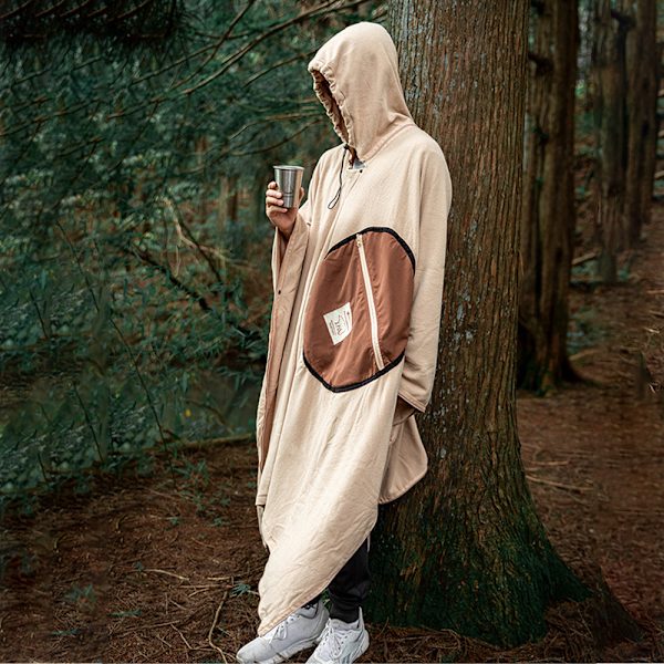 Bærbar Fleecesoovepose, Multifunktionel, til Camping, Vandring, Rejser, Vinter, Grøn/Kaffe