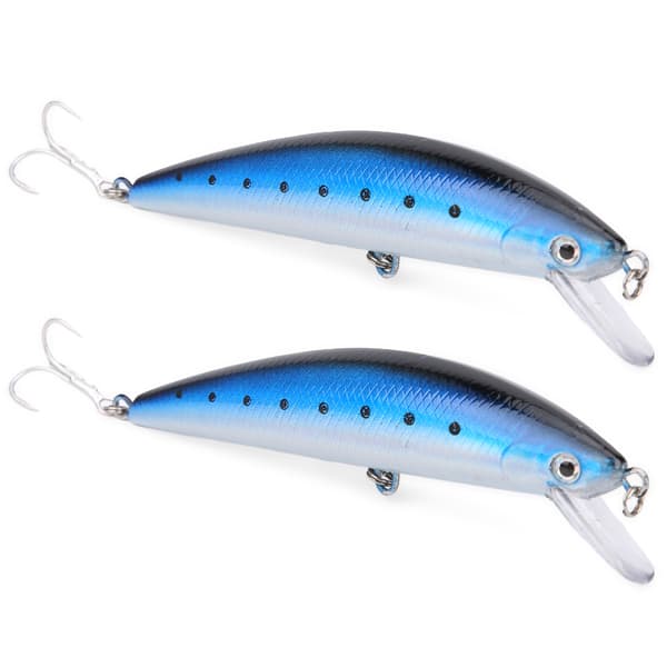 2PCS Minnow Sinking Lure med simulerad tungplatta, 3D-ögon, ABS fiskedrag #1