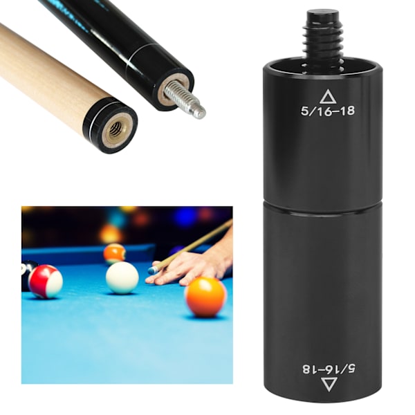 Poolkøforlænger 2oz skaftforlænger 5/16-18 tænder sort aluminium