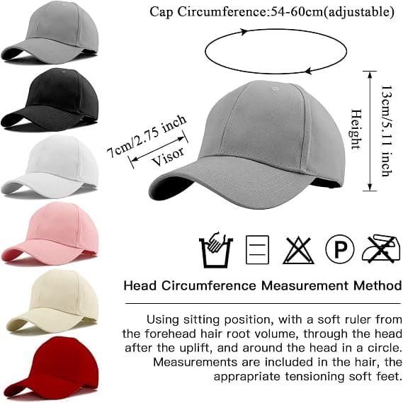 Hestehale Baseball Cap, åndbar bomuld, justerbar, letvægt, solbeskyttelse, grå