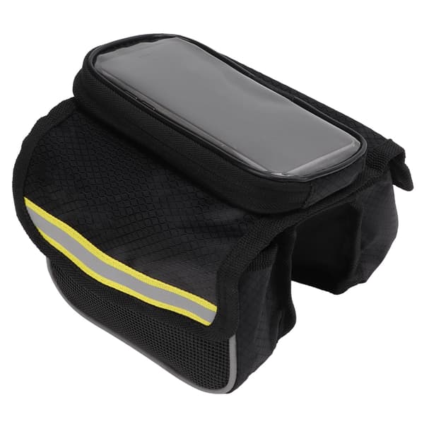 Cykelrammetaske, 600D Nylon, TPU, Reflekterende Striber, Dobbelt Lynlås, Slagfast, Gul