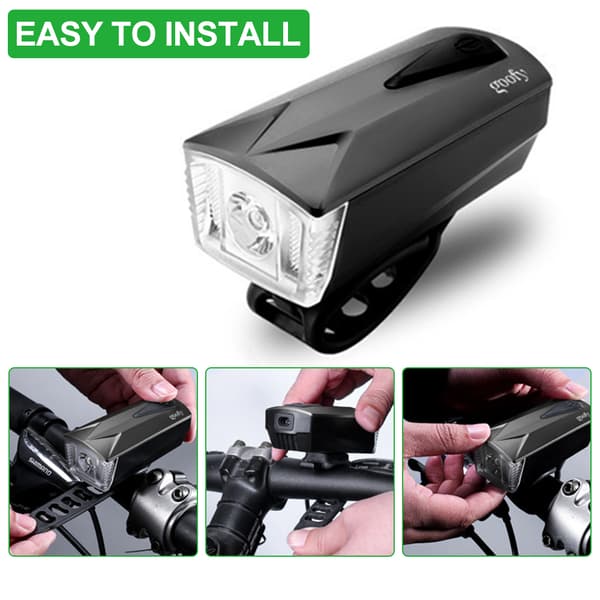 Sykkellykt med oppladbar USB LED-horn, frontlykt for nattsykling