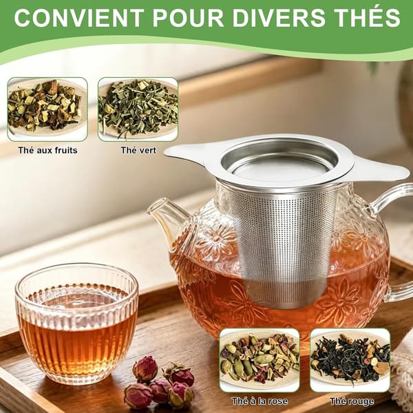 2-delars tesilset, 304 rostfritt stål te-infuser, tesil med lock för löste, diskmaskinssäker