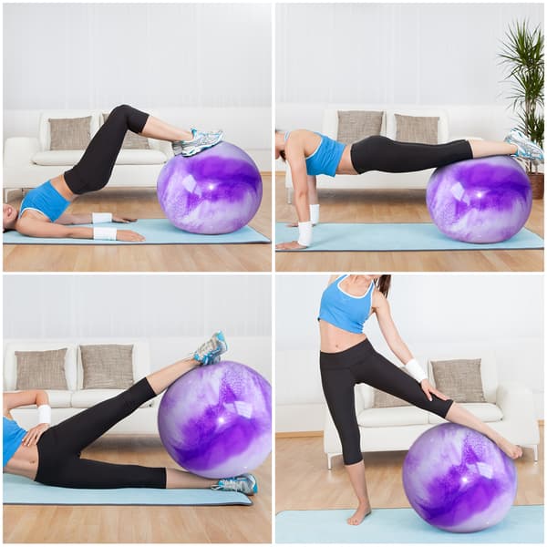 Anti-ruptur yogaboll med snabbpump för coreträning, balans och som bollstol