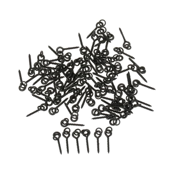 100 gevindede kedelskruer til karpefiskerkroge, rustfrit stål, sort
