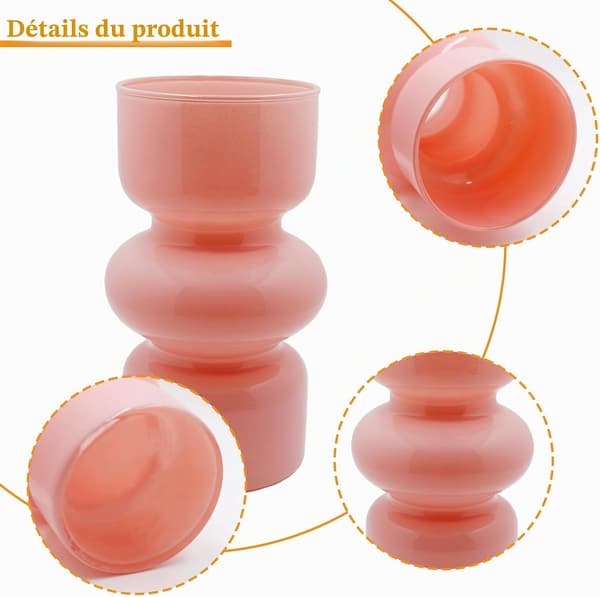 Modern geometrisk glasvas - Hydroponisk, dekorativ för blommor - Hem, kontor, bröllop - Rosa