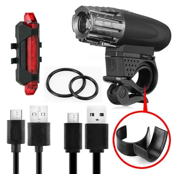 Oppladbar USB Vanntett LED Sykkellykt med Front- og Baklys