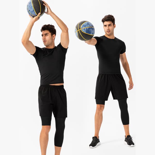 Andningsbara basketshorts med ett ben för män, träningstights