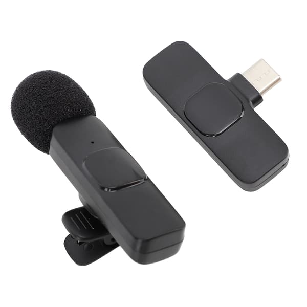 Trådløs Lavalier Mikrofon med 360° Støjreduktion, 20m Rækkevidde, Plug and Play, Professionel til Videooptagelse og Interviews.