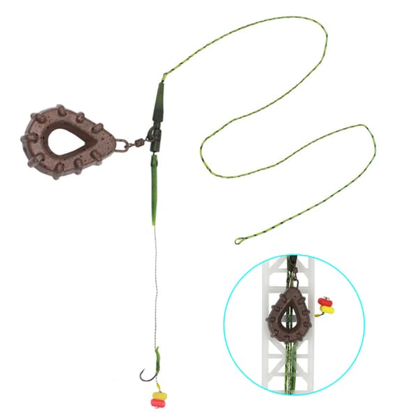 3-pack inline karpfiskeutrustning med vikt, gummi, trasselfri slang och kulled
