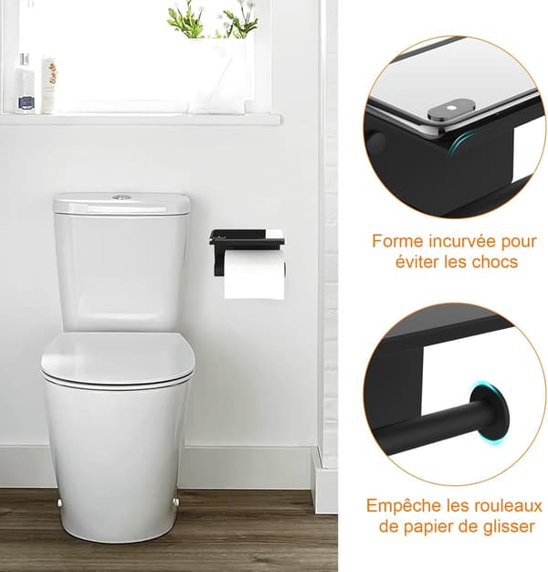 1 stk. toiletpapirholder, toiletpapirholder til badeværelset, toiletpapirholder med hylde