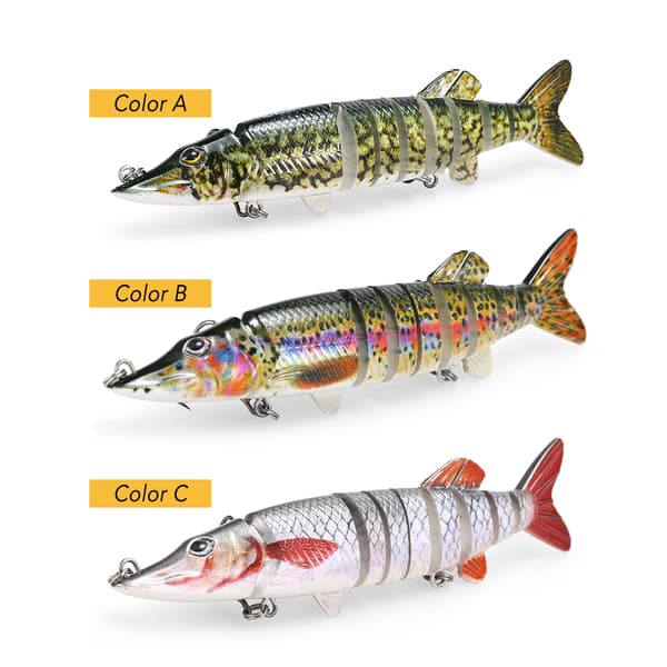 Konstgjort fiskedrag, 9 segment, 12,5 cm, 20 g, gäddrag med trekrokar